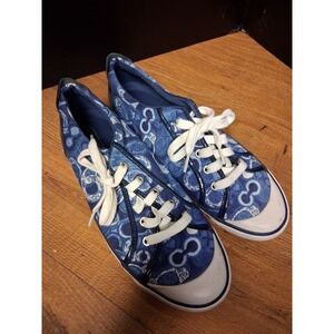 Coach Barrett Signature C Monogram Canvas Low Top Sneakers Blue Womens Size 10B